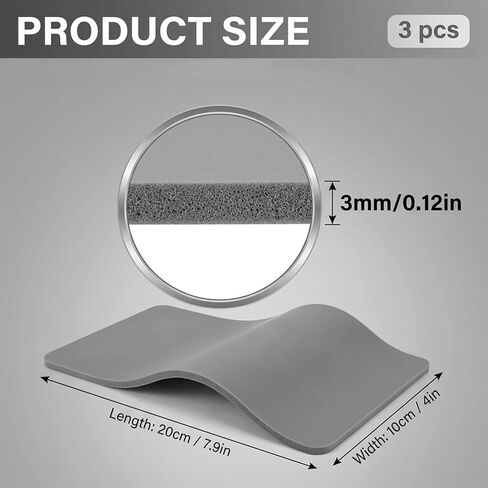 Thinp 3 Pcs Silicone Heat Press Mat, 4" x 8" Foam Cover Pad 3 mm Thickness Heat Press Pad Reusable Silicone Pressing Sheets Double Sided Use Mat for Hat HTV and T-Shirt Vinyl Transfer (Gray) in Kuwait