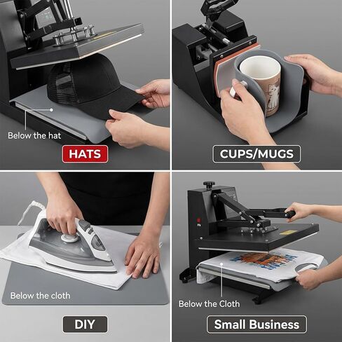 Thinp 3 Pcs Silicone Heat Press Mat, 4" x 8" Foam Cover Pad 3 mm Thickness Heat Press Pad Reusable Silicone Pressing Sheets Double Sided Use Mat for Hat HTV and T-Shirt Vinyl Transfer (Gray) in Kuwait