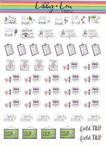 School Planner Stickers | No School | First Day of School | Parent Teach Conference | Picture Day | Field Trip | Libby and Lou Sticker Co in Kuwait