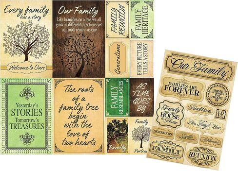 Vintage Style Family Tree Stickers for Scrapbooking - Sticker Set for Use with Scrapbook, Planner, Journal, Memory Album, Photo Storage Boxes, Genealogical Scrapbooks, Ancestry Heritage Scrapbooking in Kuwait