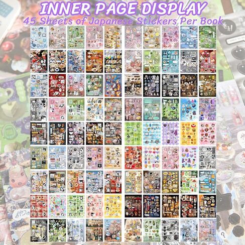 2 Pack Japanese Sticker Book, 1600Pcs Cute Scrapbook Stickers Travel Kpop Photocard Sticker Glitter Toploader Decor for DIY Planners Junk Journaling Scrapbook Diary Notebooks in Saudi Arabia