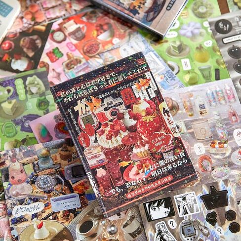 2 Pack Japanese Sticker Book, 1600Pcs Cute Scrapbook Stickers Travel Kpop Photocard Sticker Glitter Toploader Decor for DIY Planners Junk Journaling Scrapbook Diary Notebooks in Saudi Arabia