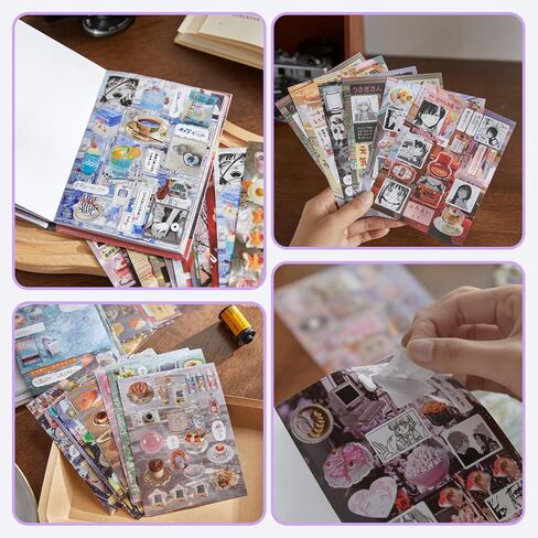 2 Pack Japanese Sticker Book, 1600Pcs Cute Scrapbook Stickers Travel Kpop Photocard Sticker Glitter Toploader Decor for DIY Planners Junk Journaling Scrapbook Diary Notebooks in Saudi Arabia