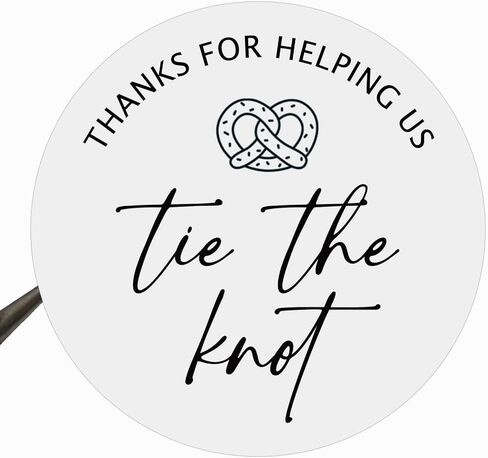 120 x Thanks for Helping Us Tie The Knot Stickers – Round White Matte Wedding Favor Labels – Pretzel Snack Bag and Dessert Stickers – Reception Gift Tags for Guests – 1.6 Inch in Saudi Arabia