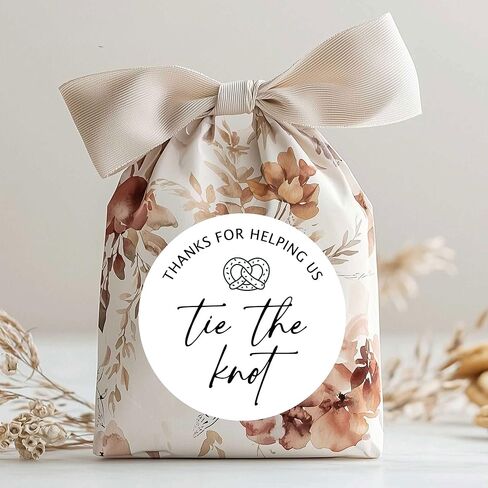 120 x Thanks for Helping Us Tie The Knot Stickers – Round White Matte Wedding Favor Labels – Pretzel Snack Bag and Dessert Stickers – Reception Gift Tags for Guests – 1.6 Inch in Saudi Arabia