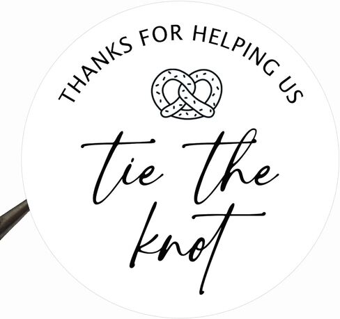 120 x Thanks for Helping Us Tie The Knot Stickers – Round White Matte Wedding Favor Labels – Pretzel Snack Bag and Dessert Stickers – Reception Gift Tags for Guests – 1.6 Inch in Saudi Arabia