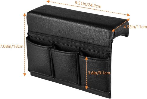 Car Window Armrest Storage Box, Leather Vehicle Side Door Organizer with Multiple Pockets, Universal Automotive Arm Elbow Rest Pad Bag Accessories for Most Cars Truck SUV – Black in Kuwait