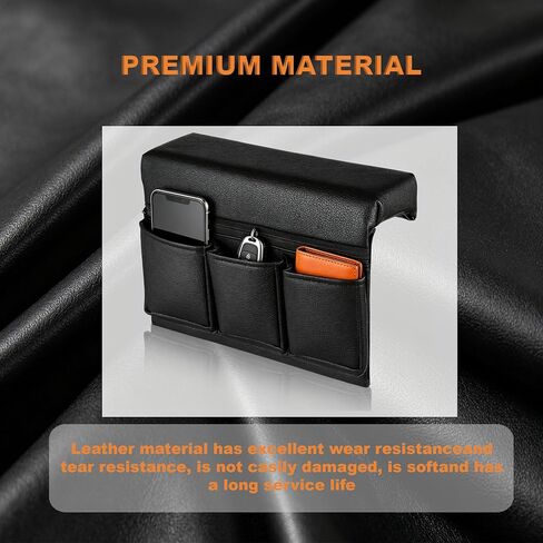 Car Window Armrest Storage Box, Leather Vehicle Side Door Organizer with Multiple Pockets, Universal Automotive Arm Elbow Rest Pad Bag Accessories for Most Cars Truck SUV – Black in Kuwait