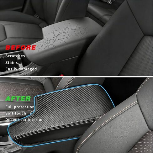 غطاء مسند ذراع وحدة التحكم المركزية للسيارة متوافق مع ملحقات Subaru Crosstrek 2018-2023 Impreza 2017-2023 غطاء صندوق مسند ذراع جلدي غطاء وحدة التحكم الوسطى واقي مقعد (ألياف الكربون) in Kuwait