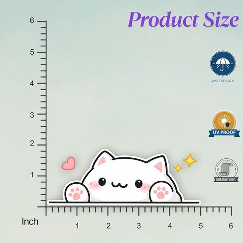 Cat Cute Stickers 5 inch, Cute car Decals, Bumper Stickers Cute, peeker Sticker, Waterproof Vinyl Decal for Car, Laptop, Helmet, Wall, Window in Saudi Arabia