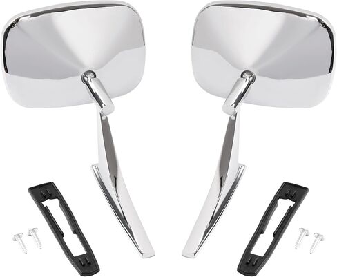 ALMULOO Outside Door Mirrors Steel Glass Silvery Pair Compatible with 68-72 Chevrolet Chevelle Nova El Camino and 68-69 Camaro 68-70 Impala 70-72 Station Wagon Replacement for GM1320105 GM1321106 in Kuwait