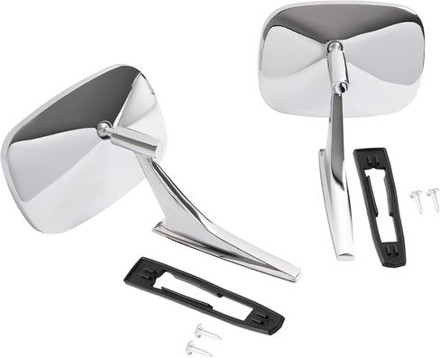 ALMULOO Outside Door Mirrors Steel Glass Silvery Pair Compatible with 68-72 Chevrolet Chevelle Nova El Camino and 68-69 Camaro 68-70 Impala 70-72 Station Wagon Replacement for GM1320105 GM1321106 in Kuwait