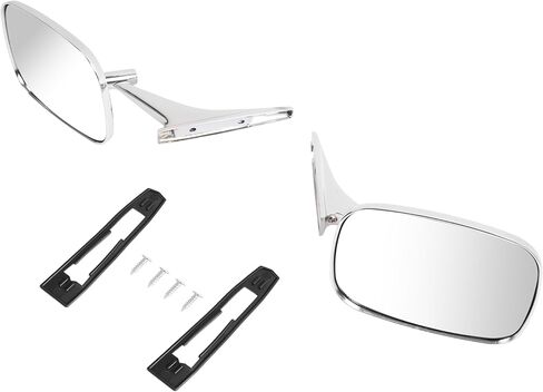 ALMULOO Outside Door Mirrors Steel Glass Silvery Pair Compatible with 68-72 Chevrolet Chevelle Nova El Camino and 68-69 Camaro 68-70 Impala 70-72 Station Wagon Replacement for GM1320105 GM1321106 in Kuwait