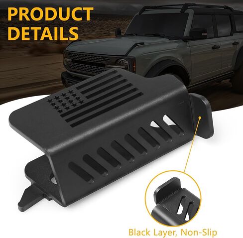 Foot Pegs for Ford Bronco, Rest Pedals for 2021 2022 2023 2024 2025 2026 Ford Bronco Accessories 2/4 Door, Kick Panel Metal Bronco Door Hinge Footpegs, Black with US Flag (2 PCS) in Saudi Arabia