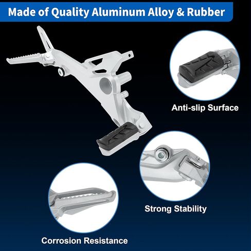 Motorcycle Foot Pedal for Honda Grom Msx125 SF 2017-2020 Left & Right Footpegs Passenger Foot Pegs Anti-Slip Footrest Aluminum Alloy Rubber Silver Tone 1 Pair in Kuwait
