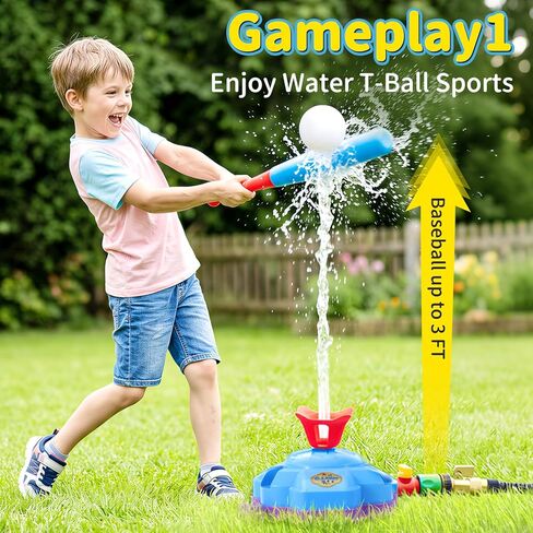 4-in-1 Sprinkler Toys for Kids Ages 4-8, Water Baseball, Rotating Water Spray, and Rocket Launcher for Toddlers, Backyard, Garden, Lawn, and Pool Outdoor Play in Summer for Boys and Girls Ages 3-5. in Saudi Arabia