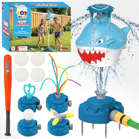 TOY Life Shark t Ball Sprinkler for Kids Ages 4-8 to 8-12, Water Sprinklers Outdoor Toy, Spinning Lawn Sprinkler for Toddlers and Big Kids Backyard Summer Fun, Baseball Water Toy in Kuwait