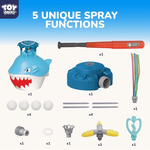 TOY Life Shark t Ball Sprinkler for Kids Ages 4-8 to 8-12, Water Sprinklers Outdoor Toy, Spinning Lawn Sprinkler for Toddlers and Big Kids Backyard Summer Fun, Baseball Water Toy in Kuwait