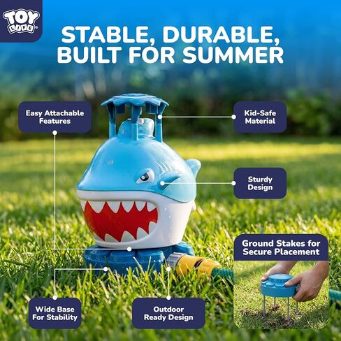 TOY Life Shark t Ball Sprinkler for Kids Ages 4-8 to 8-12, Water Sprinklers Outdoor Toy, Spinning Lawn Sprinkler for Toddlers and Big Kids Backyard Summer Fun, Baseball Water Toy in Kuwait