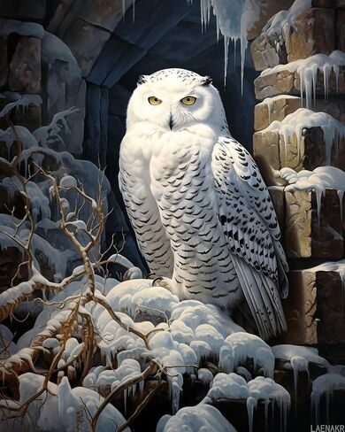 Paint by Number for Adults, Snowy Owl Snow Fortress feasts, Adult Crafts Paint by Numbers for Adult, DIY Handmade Gifts 16x20 inch, Vibrant in Kuwait