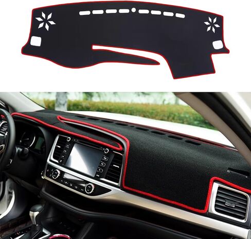Blazeray Car Dashboard Cover Custom Compatible with Toyota Highlander 2014 2015 2016 2017 2018 2019 Anti-Skid Dashboard Mat Center Console Protector Cover Mat Sunshield Cover Mat(Red Edge) in Saudi Arabia