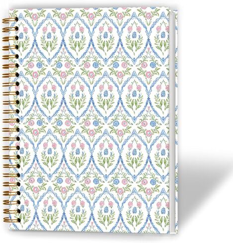 Grandmillennial Pink and Blue Floral Spiral Notebook 5.5x8.3, Retro Cottagecore Flower Aesthetic Journal for Women, Pastel Floral Grand Millenial Hardcover Notebook Journal in Saudi Arabia
