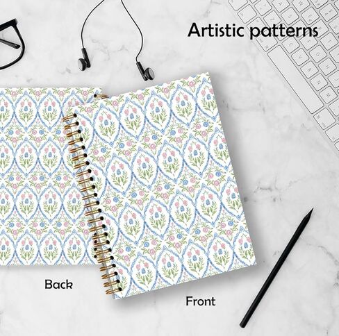 Grandmillennial Pink and Blue Floral Spiral Notebook 5.5x8.3, Retro Cottagecore Flower Aesthetic Journal for Women, Pastel Floral Grand Millenial Hardcover Notebook Journal in Saudi Arabia