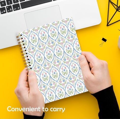 Grandmillennial Pink and Blue Floral Spiral Notebook 5.5x8.3, Retro Cottagecore Flower Aesthetic Journal for Women, Pastel Floral Grand Millenial Hardcover Notebook Journal in Saudi Arabia