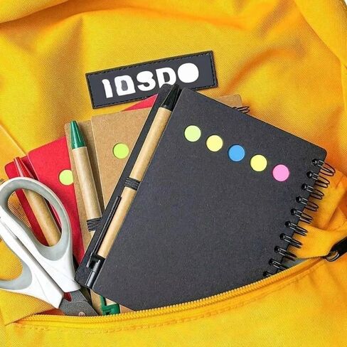 4-Piece Pocket Notebook Set - Spiral Kraft Paper Journals with Pen Loop, Sticky Notes & Lined Pages(Black) in Kuwait
