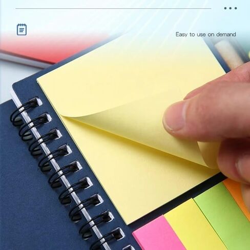 4-Piece Pocket Notebook Set - Spiral Kraft Paper Journals with Pen Loop, Sticky Notes & Lined Pages(Black) in Kuwait