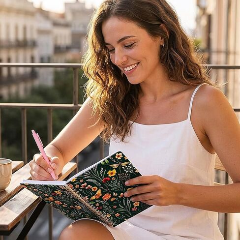 دفتر ملاحظات حلزوني ذو غطاء مرن من LOOKIN FRIDAY للنساء مع قلم جل وردي - 160 صفحة مسطرة، ورق خالي من الأحماض 100 جرام في المتر المربع، A5 (5.8 بوصة × 8.3 بوصة) مجموعة هدايا مجلة جمالية in Kuwait