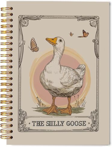 Welshower Vintage Goose Butterfly Spiral Notebook Journal, Goose Lover Gifts Notebook, Retro Trendy Farmhouse Geese Journal, Gifts for Animal Lovers, 5.5x8.3 Inch in Saudi Arabia