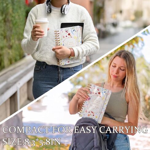 Hunanyume Christian Spiral Notebook for Women, Wildflower Prayer Journal for Women, 160 Pages Lined Bible Journaling Notebook, PSALM 63:3 Floral Spiral Notebook, Bible Study Supplies 5.8" x 8.3" in Saudi Arabia