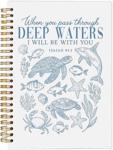 Ecezatik Ocean Animal Christian Notebook Journal, Isaiah 43:2 Bible Notebook for Note Taking, Christian Gifts for Women, Coastal Beach Religious Spiral Journal 5.5x8.3 Inch in Saudi Arabia