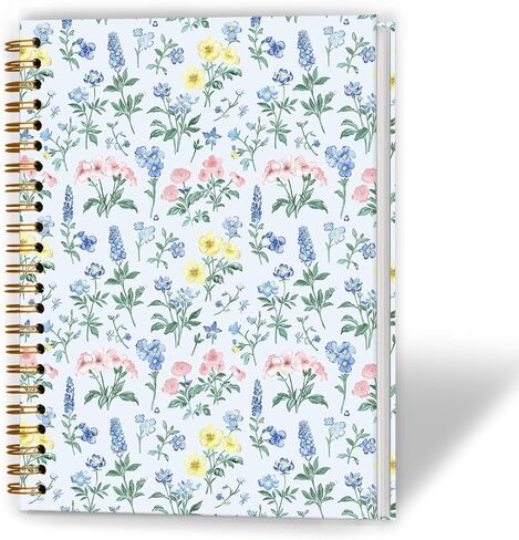 Grandmillennial Pink and Blue Floral Spiral Notebook 5.5x8.3, Retro Cottagecore Flower Aesthetic Journal for Women, Pastel Floral Grand Millenial Hardcover Notebook Journal in Saudi Arabia