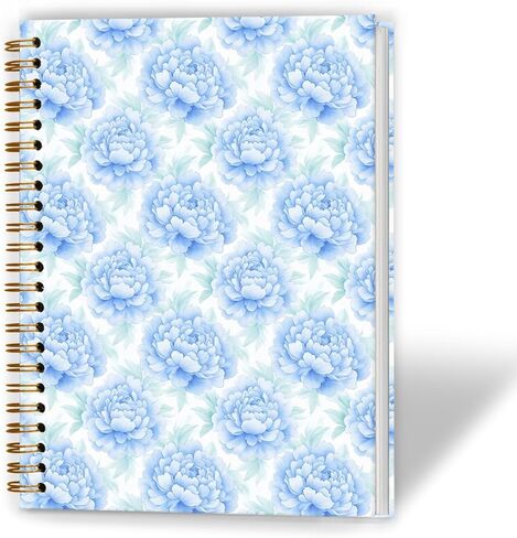 Grandmillennial Pink and Blue Floral Spiral Notebook 5.5x8.3, Retro Cottagecore Flower Aesthetic Journal for Women, Pastel Floral Grand Millenial Hardcover Notebook Journal in Saudi Arabia