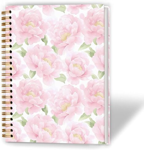 Grandmillennial Pink and Blue Floral Spiral Notebook 5.5x8.3, Retro Cottagecore Flower Aesthetic Journal for Women, Pastel Floral Grand Millenial Hardcover Notebook Journal in Saudi Arabia