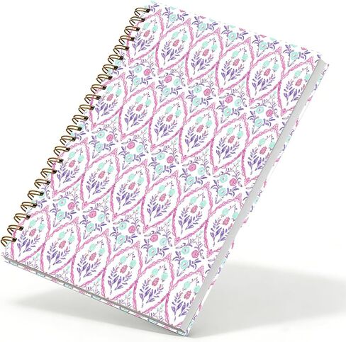 Grandmillennial Pink and Blue Floral Spiral Notebook 5.5x8.3, Retro Cottagecore Flower Aesthetic Journal for Women, Pastel Floral Grand Millenial Hardcover Notebook Journal in Saudi Arabia