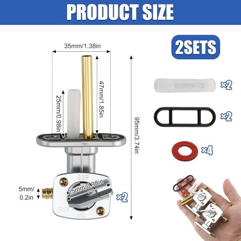2 Pack Petcock Fuel Shutoff Valve, Tank Switch Gas Valve for YFM250B YFM250X YFB250 YFB250FW YFM250X YFM400FB YFM400FBH YFM400FBE YFM400F YFM400H YFM400FH YFM400FW YFM400N 4x4 Series in Saudi Arabia
