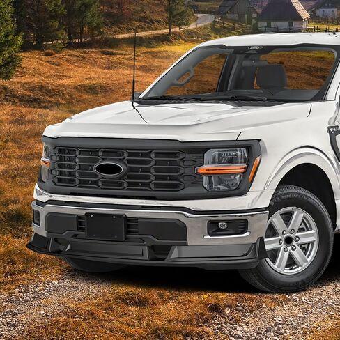 الشفة الأمامية مناسبة للتوافق مع شاحنة الالتقاط Ford F-150 F150 2024-2026، مصد الشفة الأمامي، مقسم طقم جسم الذقن الهوائي، غير مطلي باللون الأسود غير اللامع، 2025 (نمط STP) in Kuwait