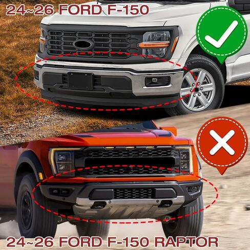 الشفة الأمامية مناسبة للتوافق مع شاحنة الالتقاط Ford F-150 F150 2024-2026، مصد الشفة الأمامي، مقسم طقم جسم الذقن الهوائي، غير مطلي باللون الأسود غير اللامع، 2025 (نمط STP) in Kuwait