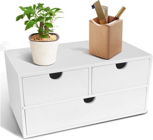 Charmewooden Bamboo Desk Organizer With Drawers Countertop Drawers Counter Storage Box Corner Desk Organizer for Home Office No Assembly Required (3 Drawers with shelf) in Saudi Arabia