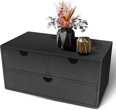 Charmewooden Bamboo Desk Organizer With Drawers Countertop Drawers Counter Storage Box Corner Desk Organizer for Home Office No Assembly Required (3 Drawers with shelf) in Saudi Arabia