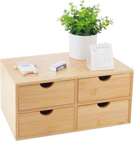 Charmewooden Bamboo Desk Organizer With Drawers Countertop Drawers Counter Storage Box Corner Desk Organizer for Home Office No Assembly Required (3 Drawers with shelf) in Saudi Arabia