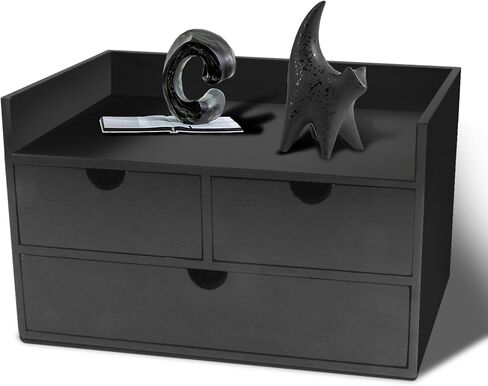 Charmewooden Bamboo Desk Organizer With Drawers Countertop Drawers Counter Storage Box Corner Desk Organizer for Home Office No Assembly Required (3 Drawers with shelf) in Saudi Arabia