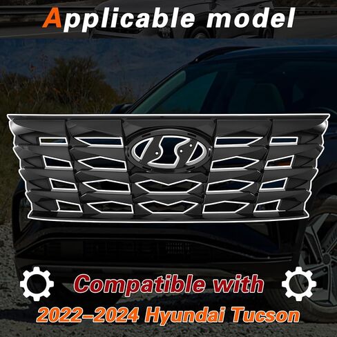 TODO Upper Gloss Black Grille Grill Compatible with 2022 Hyundai Tucson Replacement for HY1200248 86350N9000 in Kuwait