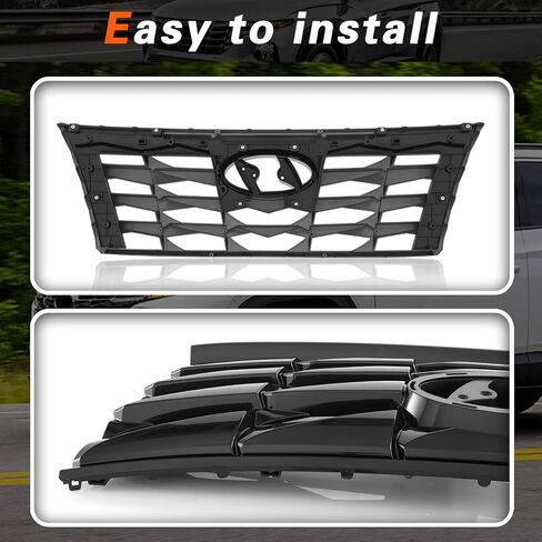 TODO Upper Gloss Black Grille Grill Compatible with 2022 Hyundai Tucson Replacement for HY1200248 86350N9000 in Kuwait