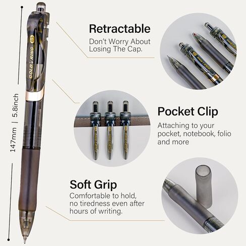 Retractable Gel Pens, Black Barrel, 0.5 mm Fine Point, Black Gel Ink, Smooth Writing, 8 Count - Home, School, Office, Teacher Supplies in Saudi Arabia