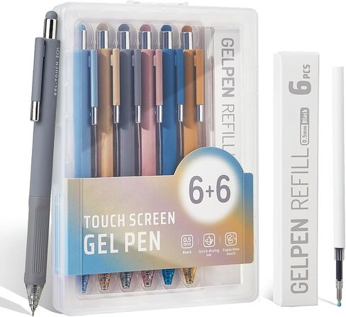 Gel Pens 0.5mm Quick Dry Black Ink Pens Fine Point Smooth Writing Pens, 6 Pens and 6 Refills For Journaling Note Office Desk Nurses Teacher School Supplies Gifts for Women Men (Color-1) in Saudi Arabia