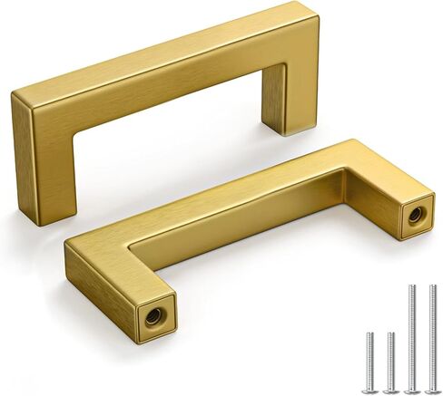 homdiy 7-1/2 Inch Cabinet Handles Brushed Brass Kitchen Cabinet Pulls 30 Pack - Gold Cabinet Pulls Square Cabinet Hardware for Cabinet, Cupboard, 7-1/2'' Hole Centers in Saudi Arabia